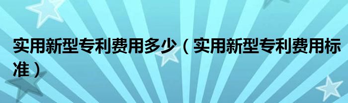 实用新型专利费用多少(实用新型专利费用标准)