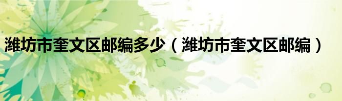 潍坊市奎文区邮编多少(潍坊市奎文区邮编)