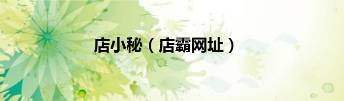 店小秘（店霸网址）