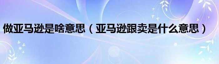 做亚马逊是啥意思(亚马逊跟卖是什么意思)