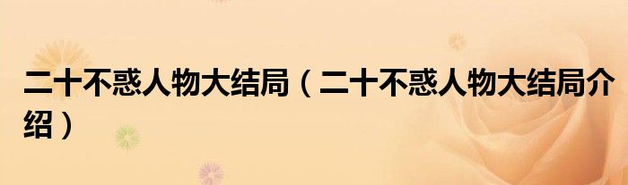 二十不惑人物大结局(二十不惑人物大结局介绍)