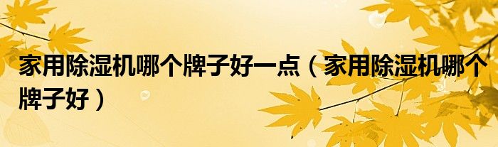 家用除湿机哪个牌子好一点(家用除湿机哪个牌子好)