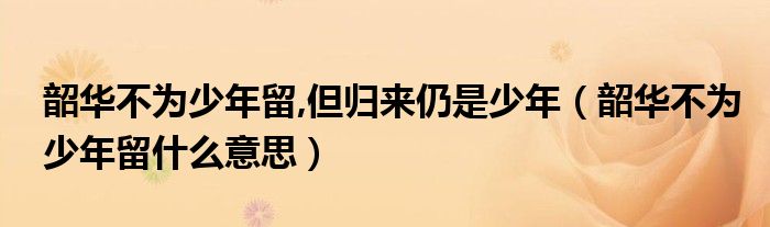 韶华不为少年留,但归来仍是少年(韶华不为少年留什么意思)