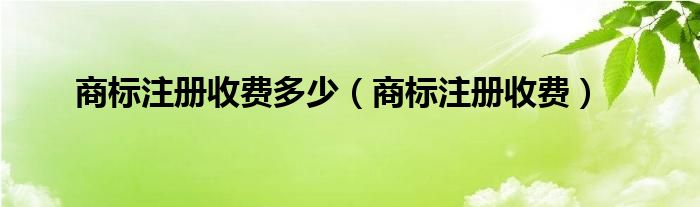 商标注册收费多少(商标注册收费)