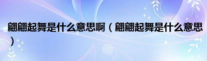 翩翩起舞是什么意思啊(翩翩起舞是什么意思)