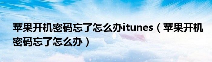 苹果开机密码忘了怎么办itunes(苹果开机密码忘了怎么办)