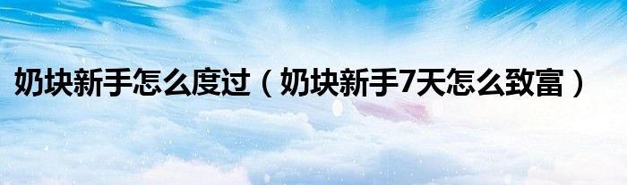 奶块新手怎么度过(奶块新手7天怎么致富)