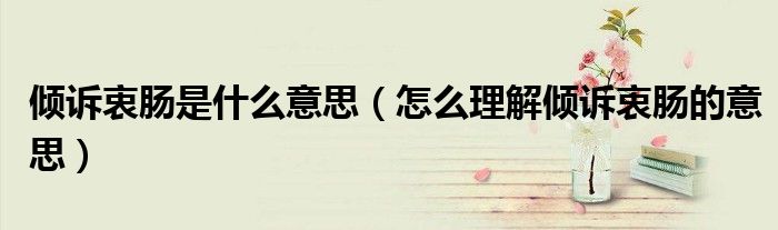 倾诉衷肠是什么意思(怎么理解倾诉衷肠的意思)