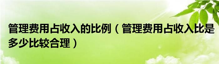 管理费用占收入的比例(管理费用占收入比是多少比较合理)