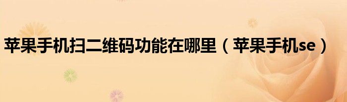 苹果手机扫二维码功能在哪里(苹果手机se)