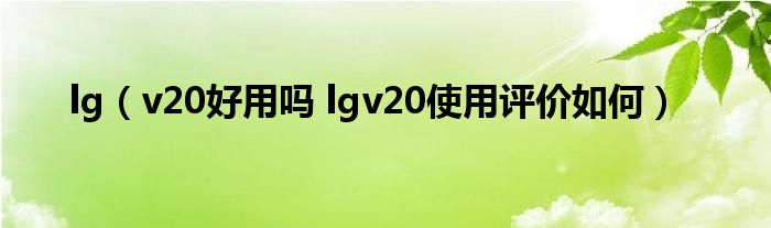 lg（v20好用吗 lgv20使用评价如何）