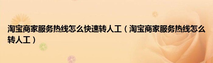 淘宝商家服务热线怎么快速转人工(淘宝商家服务热线怎么转人工)