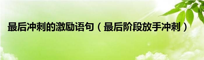 最后冲刺的激励语句(最后阶段放手冲刺)