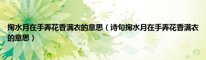 掬水月在手弄花香满衣的意思(诗句掬水月在手弄花香满衣的意思)