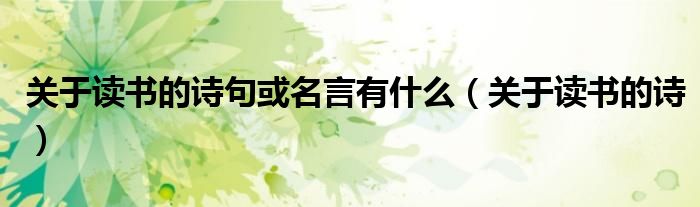 关于读书的诗句或名言有什么(关于读书的诗)