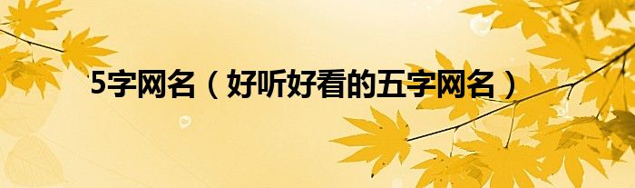 5字网名(好听好看的五字网名)