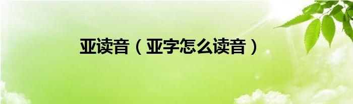亚读音(亚字怎么读音)