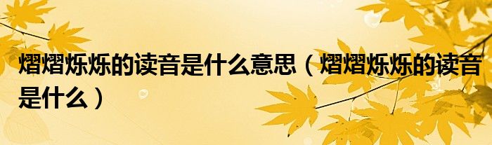 熠熠烁烁的读音是什么意思(熠熠烁烁的读音是什么)