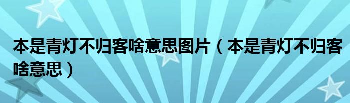 本是青灯不归客啥意思图片(本是青灯不归客啥意思)