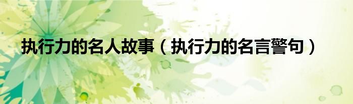 执行力的名人故事(执行力的名言警句)