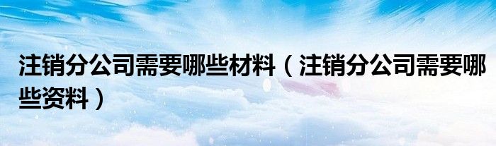 注销分公司需要哪些材料(注销分公司需要哪些资料)