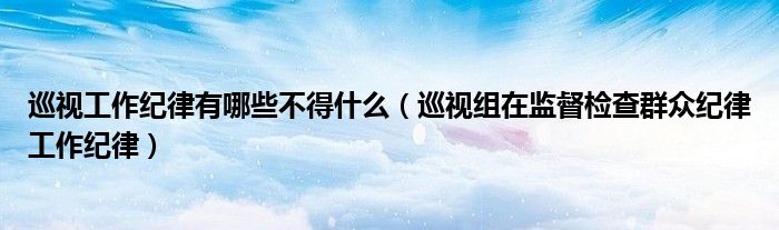 巡视工作纪律有哪些不得什么(巡视组在监督检查群众纪律工作纪律)