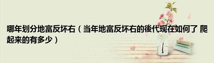 哪年划分地富反坏右(当年地富反坏右的後代现在如何了 爬起来的有多少)