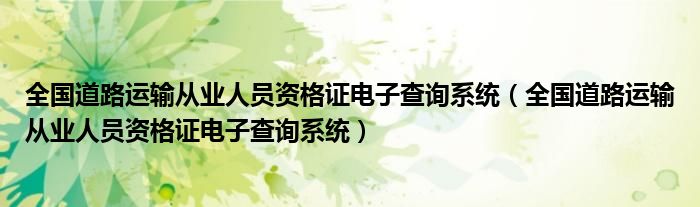 全国道路运输从业人员资格证电子查询系统(全国道路运输从业人员资格证电子查询系统)