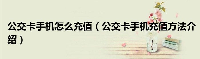 公交卡手机怎么充值(公交卡手机充值方法介绍)