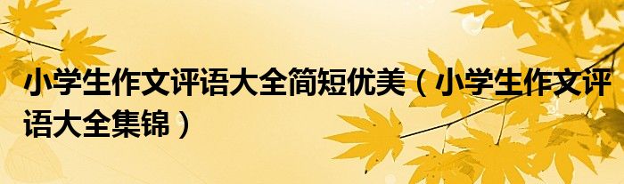 小学生作文评语大全简短优美(小学生作文评语大全集锦)
