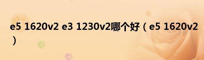 e5 1620v2 e3 1230v2哪个好(e5 1620v2)