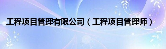 工程项目管理有限公司(工程项目管理师)