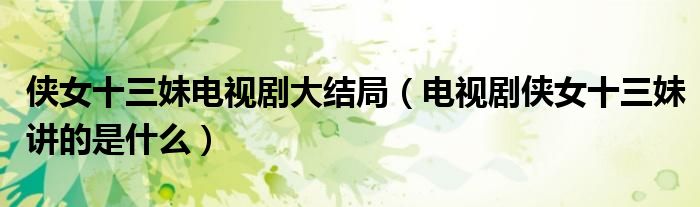 侠女十三妹电视剧大结局(电视剧侠女十三妹讲的是什么)
