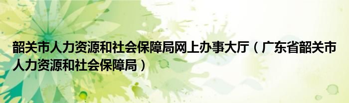韶关市人力资源和社会保障局网上办事大厅(广东省韶关市人力资源和社会保障局)