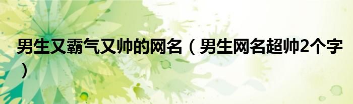 男生又霸气又帅的网名(男生网名超帅2个字)