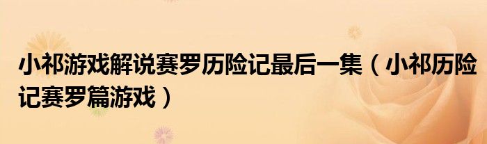 小祁游戏解说赛罗历险记最后一集(小祁历险记赛罗篇游戏)
