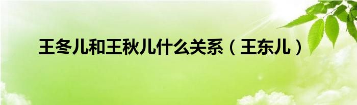 王冬儿和王秋儿什么关系(王东儿)