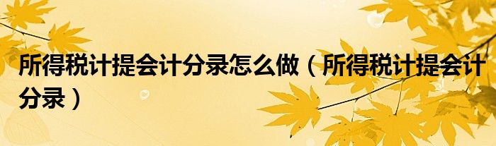 所得税计提会计分录怎么做(所得税计提会计分录)