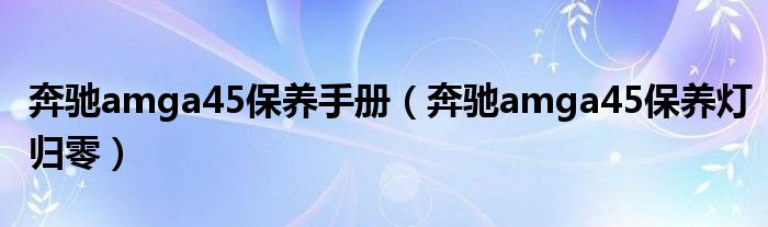 奔驰amga45保养手册(奔驰amga45保养灯归零)