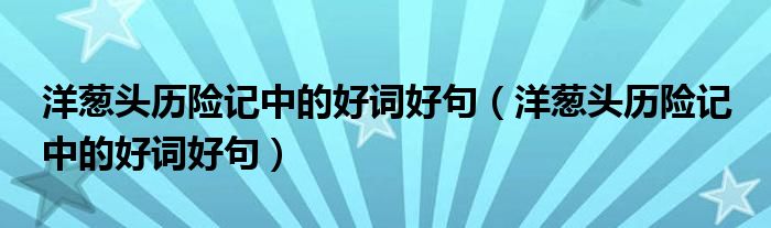 洋葱头历险记中的好词好句(洋葱头历险记 中的好词好句)
