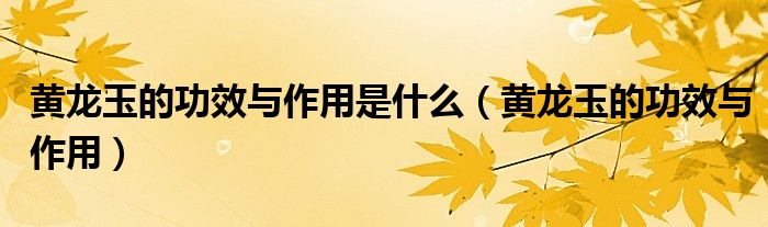 黄龙玉的功效与作用是什么(黄龙玉的功效与作用)