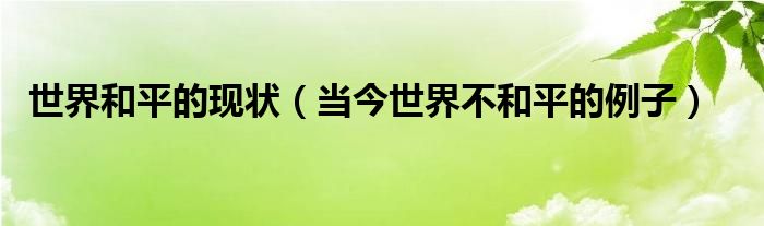 世界和平的现状(当今世界不和平的例子)