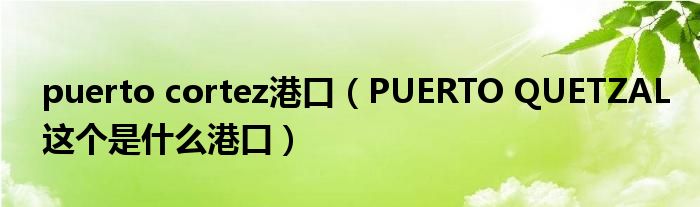 puerto cortez港口(PUERTO QUETZAL这个是什么港口)