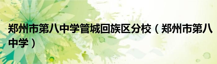 郑州市第八中学管城回族区分校(郑州市第八中学)
