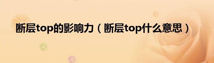 断层top的影响力(断层top什么意思)