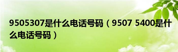 9505307是什么电话号码(9507 5400是什么电话号码)