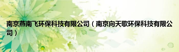 南京燕南飞环保科技有限公司(南京向天歌环保科技有限公司)