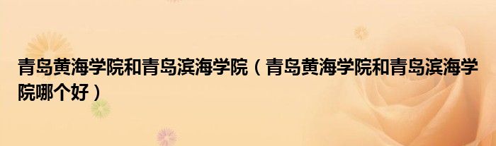 青岛黄海学院和青岛滨海学院（青岛黄海学院和青岛滨海学院哪个好）