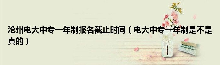 沧州电大中专一年制报名截止时间(电大中专一年制是不是真的)