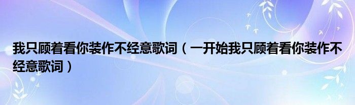 我只顾着看你装作不经意歌词(一开始我只顾着看你装作不经意歌词)